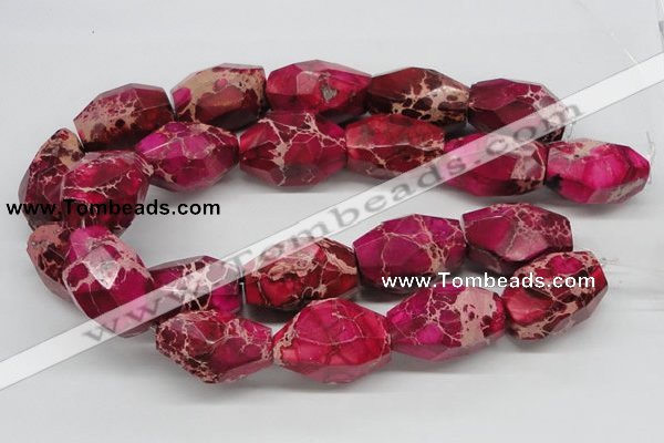 CDI28 16 inches 25*35mm faceted nuggets dyed imperial jasper beads