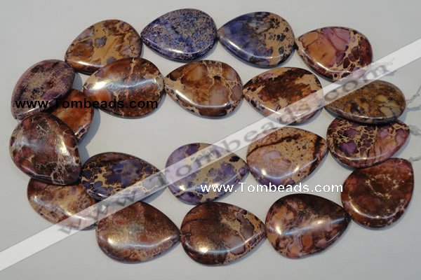 CDI461 15.5 inches 30*40mm flat teardrop dyed imperial jasper beads