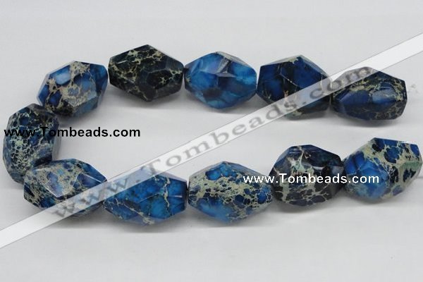 CDI65 16 inches 25*35mm faceted nuggets dyed imperial jasper beads