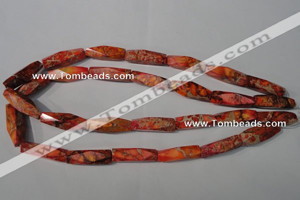 CDI744 15.5 inches 8*30mm faceted rice dyed imperial jasper beads