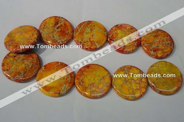 CDI758 15.5 inches 40mm flat round dyed imperial jasper beads