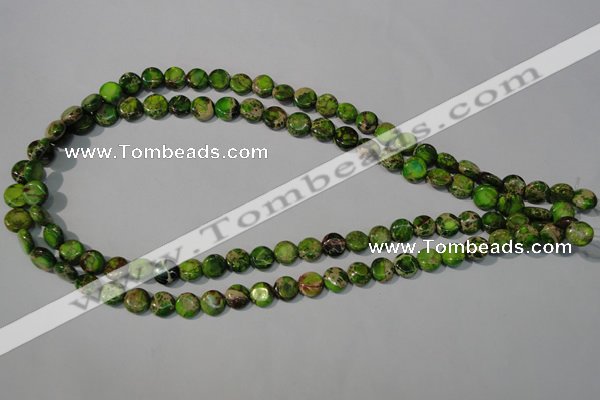 CDI935 15.5 inches 8mm flat round dyed imperial jasper beads