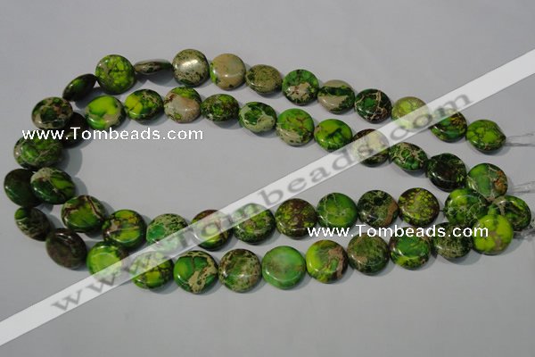 CDI937 15.5 inches 16mm flat round dyed imperial jasper beads