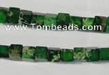 CDI969 15.5 inches 6*6mm cube dyed imperial jasper beads