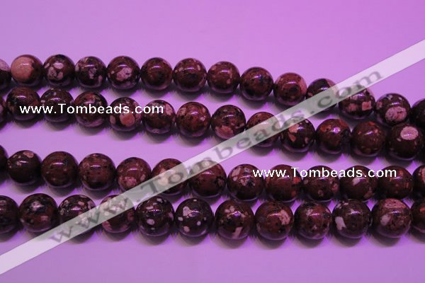 CDM54 15 inches 12mm round strawberry dalmatian jasper beads