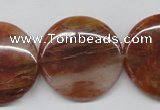 CDQ26 15.5 inches 30mm flat round natural red quartz beads