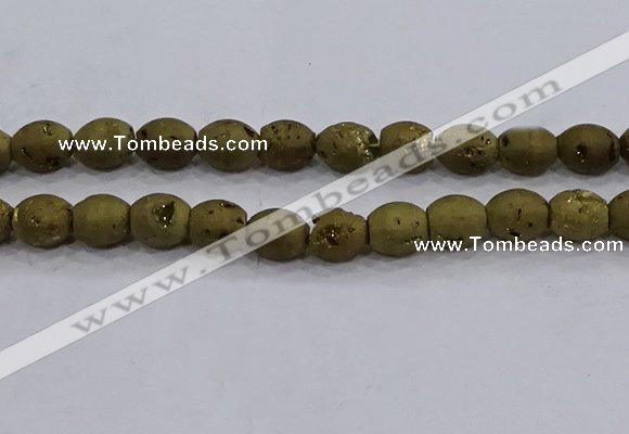 CDQ621 8 inches 10*12mm rice druzy quartz beads wholesale