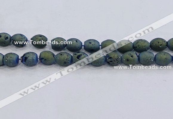 CDQ626 8 inches 10*12mm rice druzy quartz beads wholesale