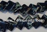 CDT255 15.5 inches 12*12mm diamond dyed aqua terra jasper beads