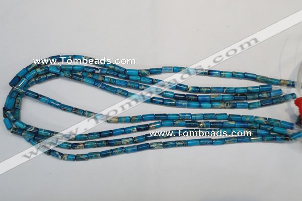 CDT278 15.5 inches 4*8mm tube dyed aqua terra jasper beads
