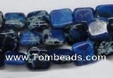 CDT54 15.5 inches 10*10mm square dyed aqua terra jasper beads