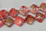 CDT568 15.5 inches 10*10mm diamond dyed aqua terra jasper beads