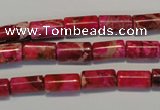 CDT591 15.5 inches 6*12mm tube dyed aqua terra jasper beads