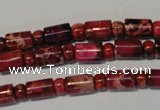 CDT597 15.5 inches 3*6mm rondelle 6*9mm tube dyed aqua terra jasper beads