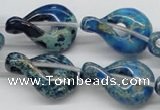 CDT66 15.5 inches 20*30mm petal shaped dyed aqua terra jasper beads