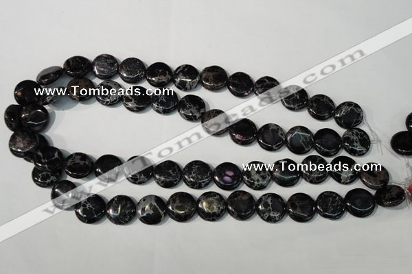 CDT688 15.5 inches 15mm flat round dyed aqua terra jasper beads
