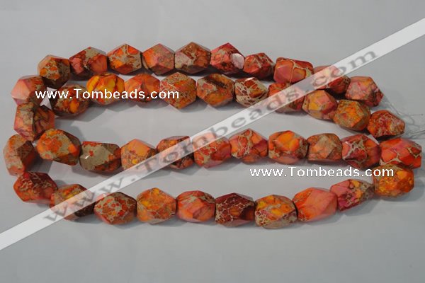 CDT747 15.5 inches 13*18mm faceted nuggets dyed aqua terra jasper beads