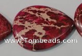 CDT790 15.5 inches 30*40mm flat teardrop dyed aqua terra jasper beads