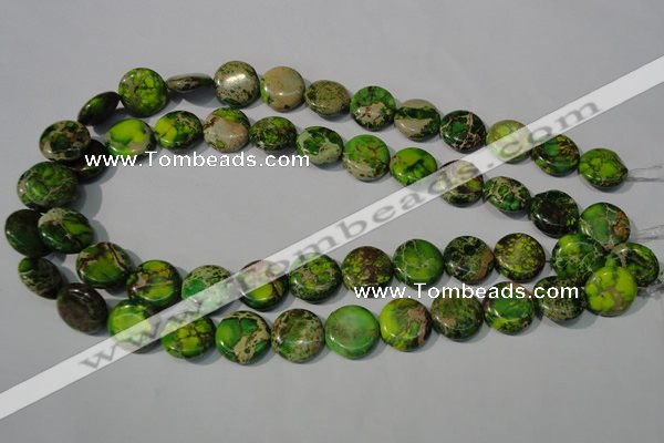CDT937 15.5 inches 16mm flat round dyed aqua terra jasper beads