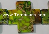 CDT954 15.5 inches 45*45mm cross dyed aqua terra jasper beads