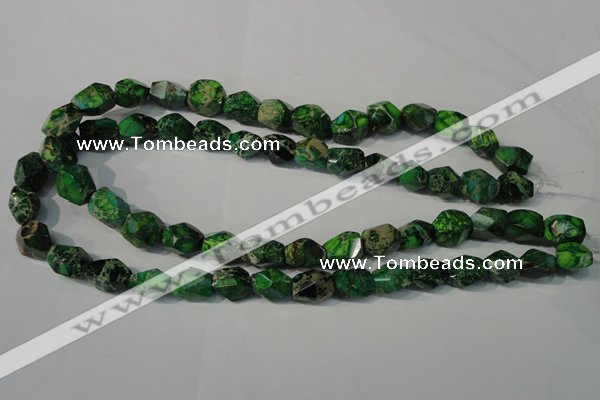 CDT963 15.5 inches 10*14mm faceted nuggets dyed aqua terra jasper beads