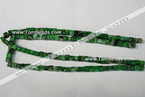 CDT969 15.5 inches 6*6mm cube dyed aqua terra jasper beads