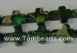 CDT978 15.5 inches 12*16mm cross dyed aqua terra jasper beads