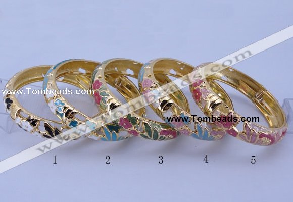 CEB39 5pcs 14mm width gold plated alloy with enamel bangles