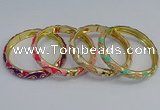 CEB52 7mm width gold plated alloy with enamel bangles wholesale
