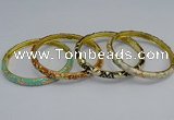 CEB95 6mm width gold plated alloy with enamel bangles wholesale