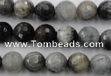 CEE354 15.5 inches 12mm faceted round eagle eye jasper beads