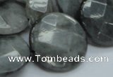CEE39 15.5 inches 25mm faceted coin eagle eye jasper beads wholesale