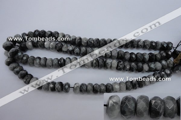 CEE69 15.5 inches 8*12mm faceted rondelle eagle eye jasper beads