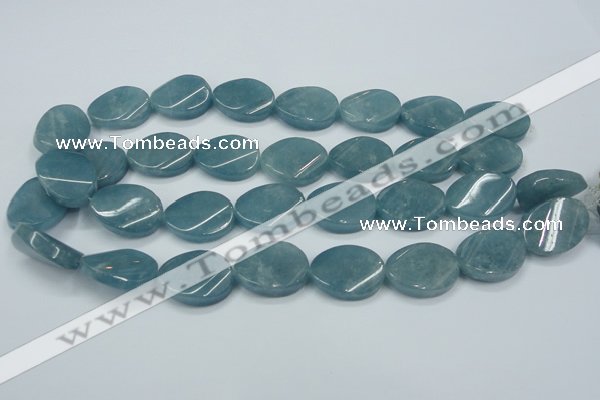 CEQ126 15.5 inches 18*25mm twisted oval blue sponge quartz beads