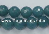 CEQ16 15.5 inches 12mm faceted round blue sponge quartz beads