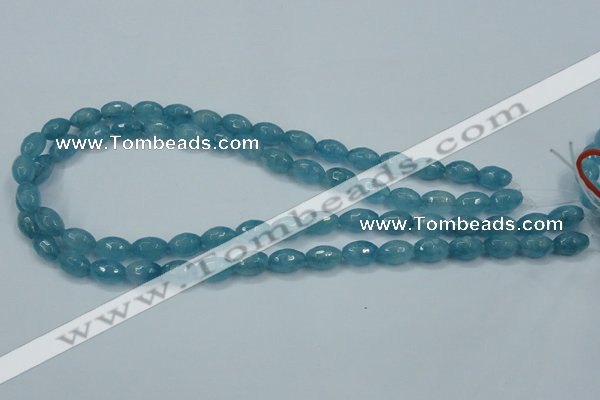 CEQ71 15.5 inches 8*12mm faceted rice blue sponge quartz beads