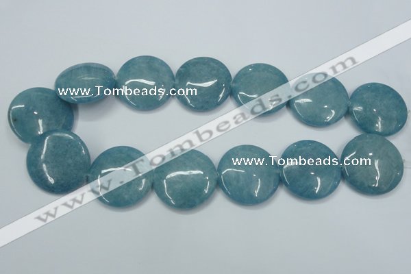 CEQ99 15.5 inches 30mm flat round blue sponge quartz beads