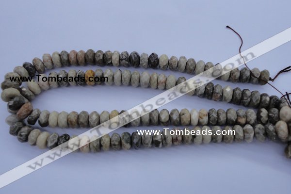 CFA211 15.5 inches 6*12mm faceted rondelle chrysanthemum agate beads