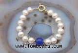 CFB1090 Hand-knotted 9mm - 10mm potato white freshwater pearl & candy jade bracelet