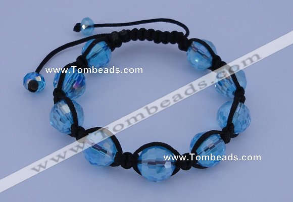 CFB524 12mm faceted round crystal beads adjustable bracelet wholesale