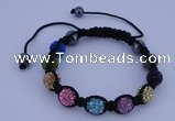 CFB571 10mm round rhinestone with hematite beads adjustable bracelet
