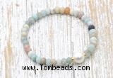 CFB706 faceted rondelle amazonite & potato white freshwater pearl stretchy bracelet