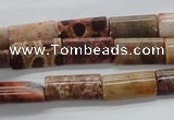 CFC100 15.5 inches 8*16mm flat tube fossil coral beads wholesale