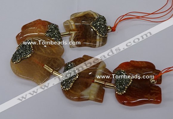 CFG1218 7.5 inches 45*50mm elephant agate gemstone beads wholesale