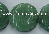CFG204 15.5 inches 31mm carved coin green aventurine jade beads