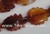 CFG279 15.5 inches 16*24mm carved leaf red agate beads