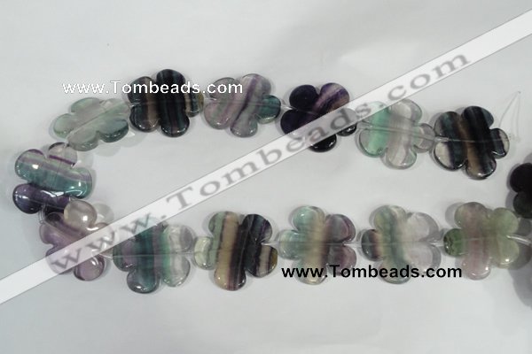 CFG662 15.5 inches 30mm carved flower fluorite gemstone beads