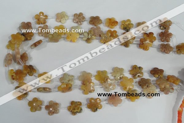 CFG672 15.5 inches 15mm carved flower agate gemstone beads