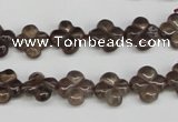 CFG76 15.5 inches 11*11mm carved flower smoky quartz beads