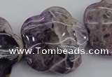 CFG913 15.5 inches 32*33mm carved flower dogtooth amethyst beads